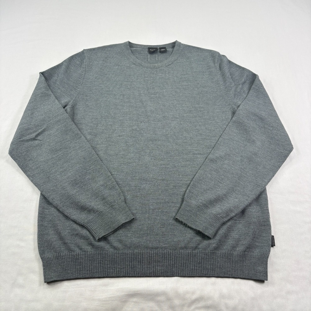 Hugo Boss Wool Sweater Mens XL Gray Slim Fit Pullover Crew Neck‎ Stretch